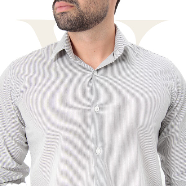 Camisa Social Slim Fit Cinza Clara Listrada Exclusiva